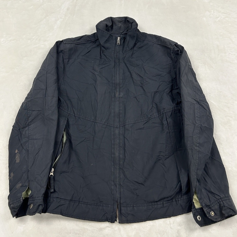 Gap Full Zip Mock Neck Jacket Mens Medium Black Nylon Cotton Blend Utility